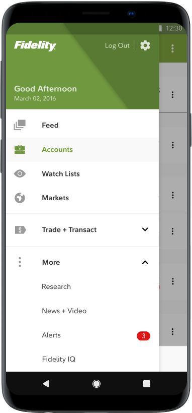 The version 3.0 side menu on Android, with More expanded.