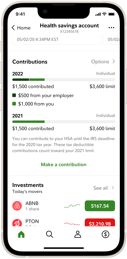 A health savings account showing contributions by year against the limit.