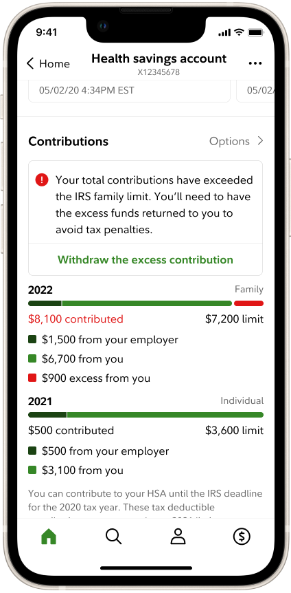 A contribution warning for exceeding the IRS family limit.