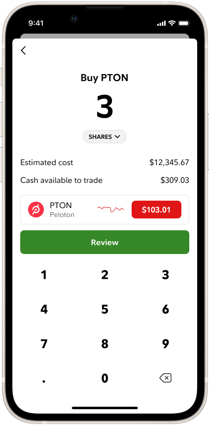 Step three of the new trade flow, with the previous order type preselected.