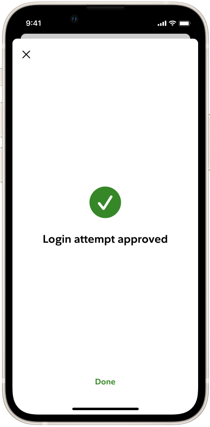 The login attempt approved screen.
