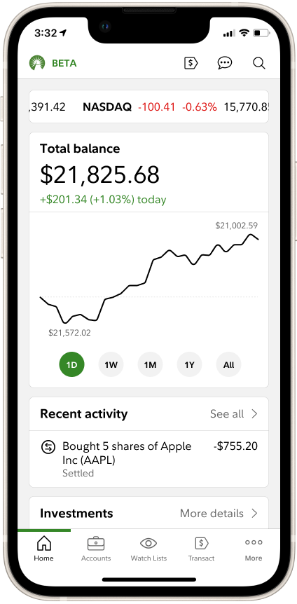The new home screen shown in the beta.