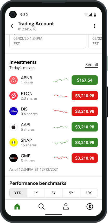 The new investments snapshot, with company logos and bold price tags.